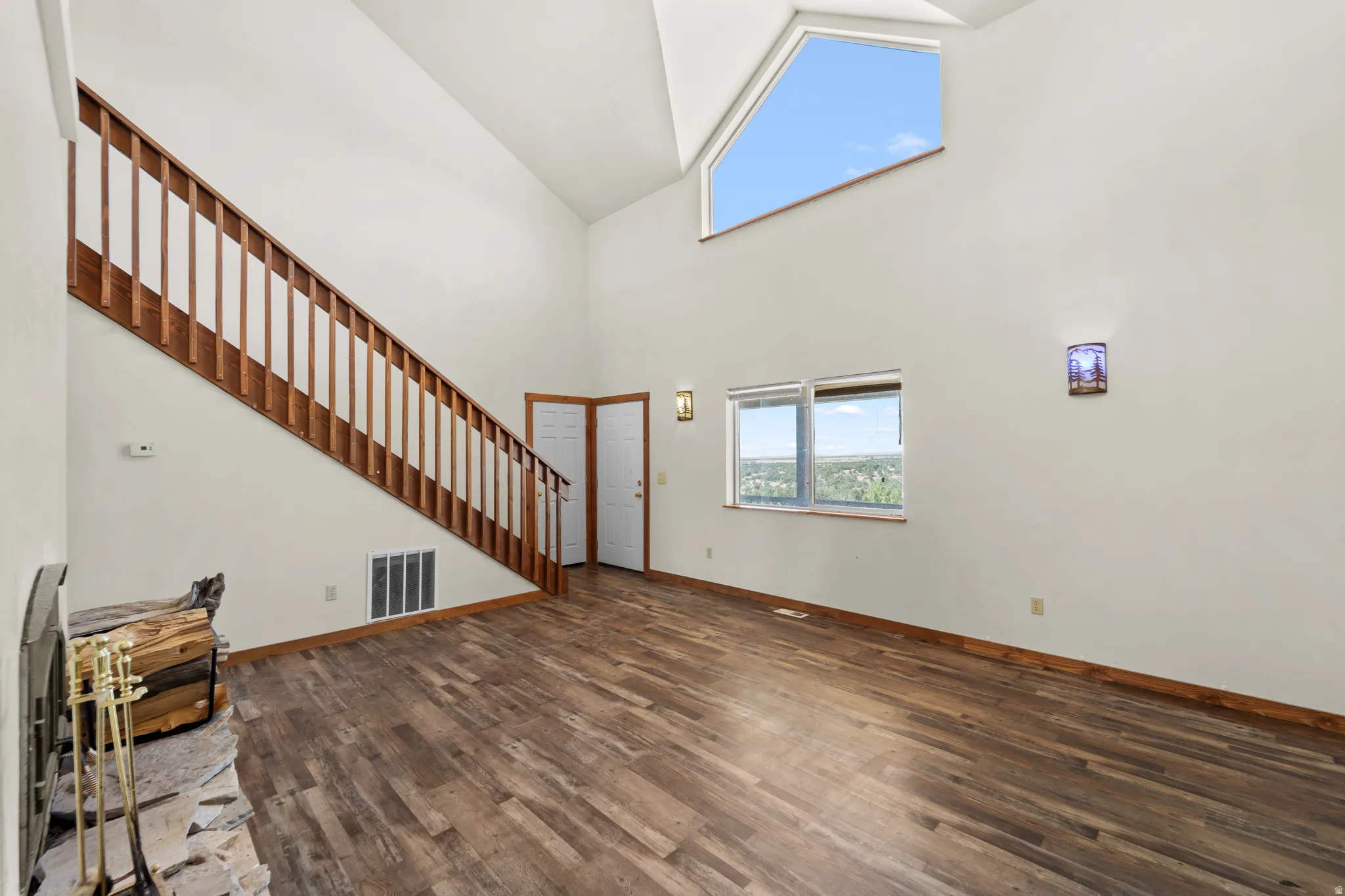 There is lots of natural light and a 30+ foot tall celling.