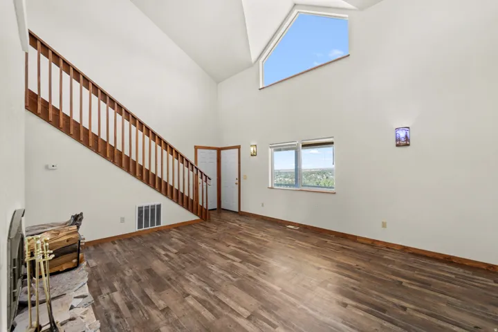 There is lots of natural light and a 30+ foot tall celling.