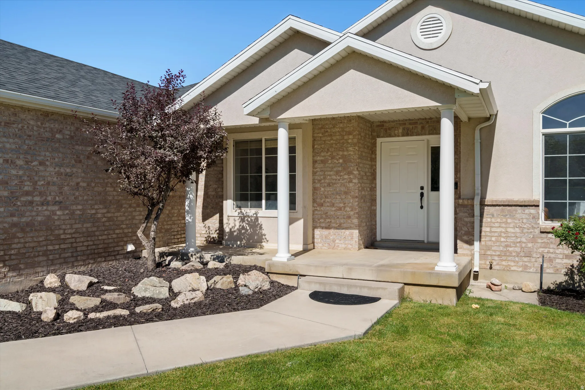 Covered entry and front door