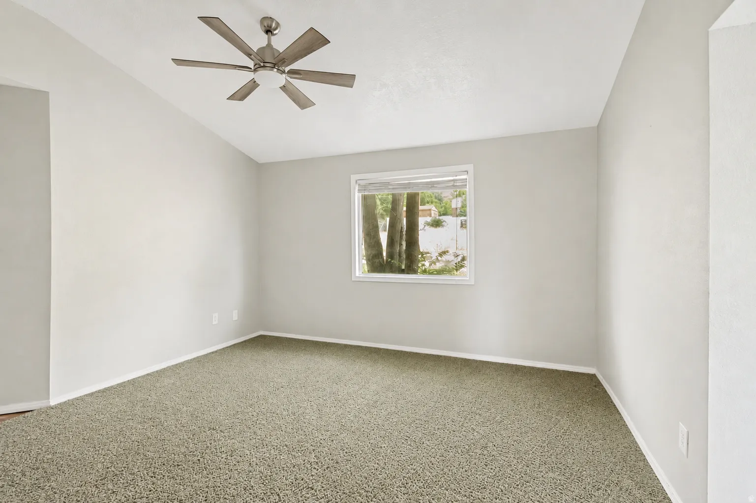 View of vaulted family room from entry.