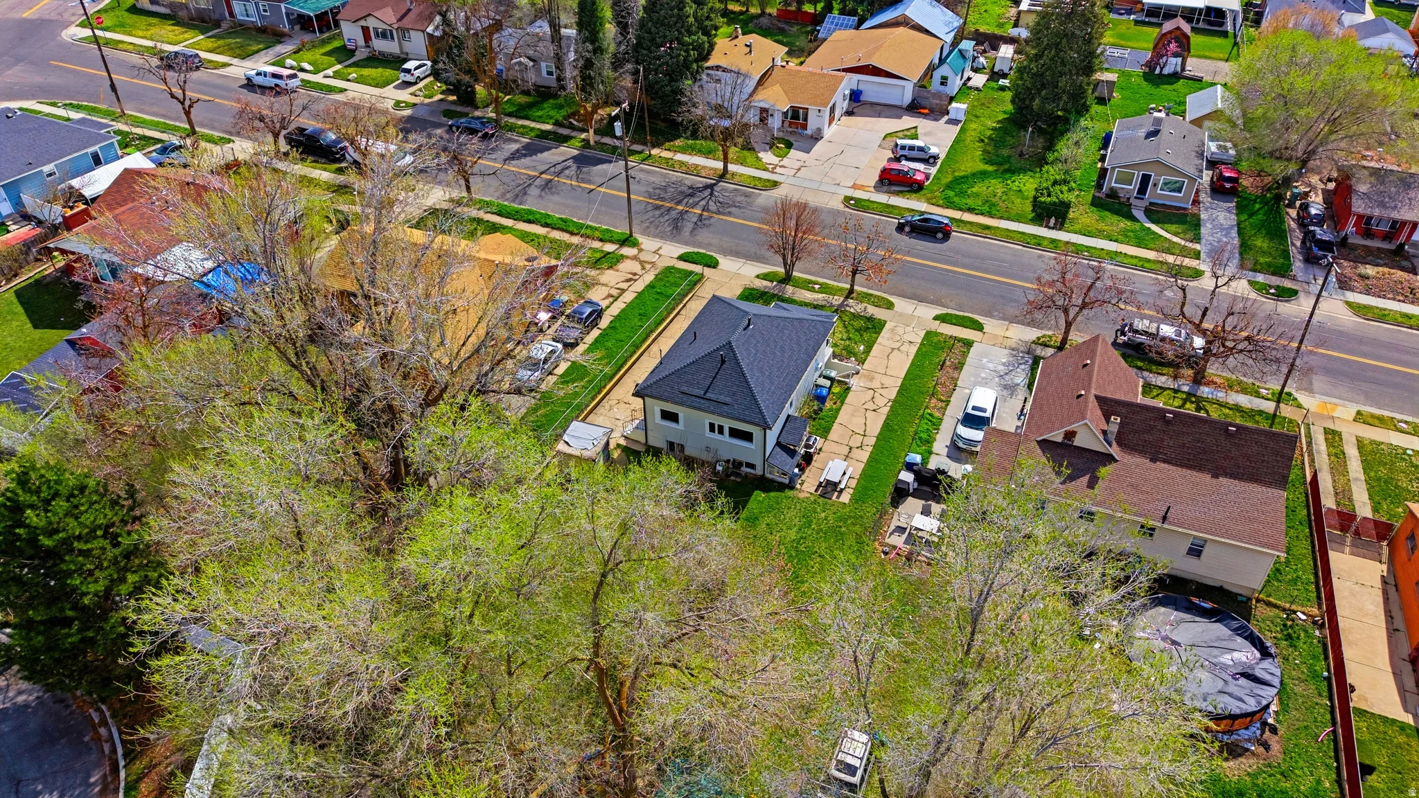 Aerial perspective of suburban area