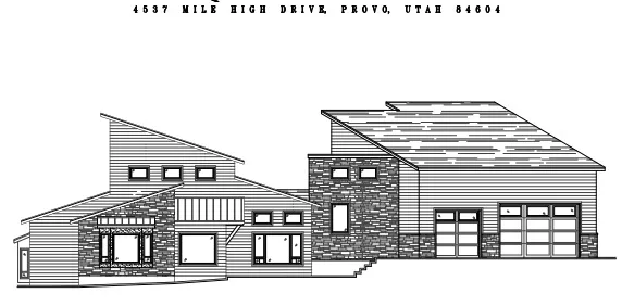 Architectural Drawing. Illustrating the exterior elevation of the property located at 4537 Mile High Drive, Provo, Utah 84604