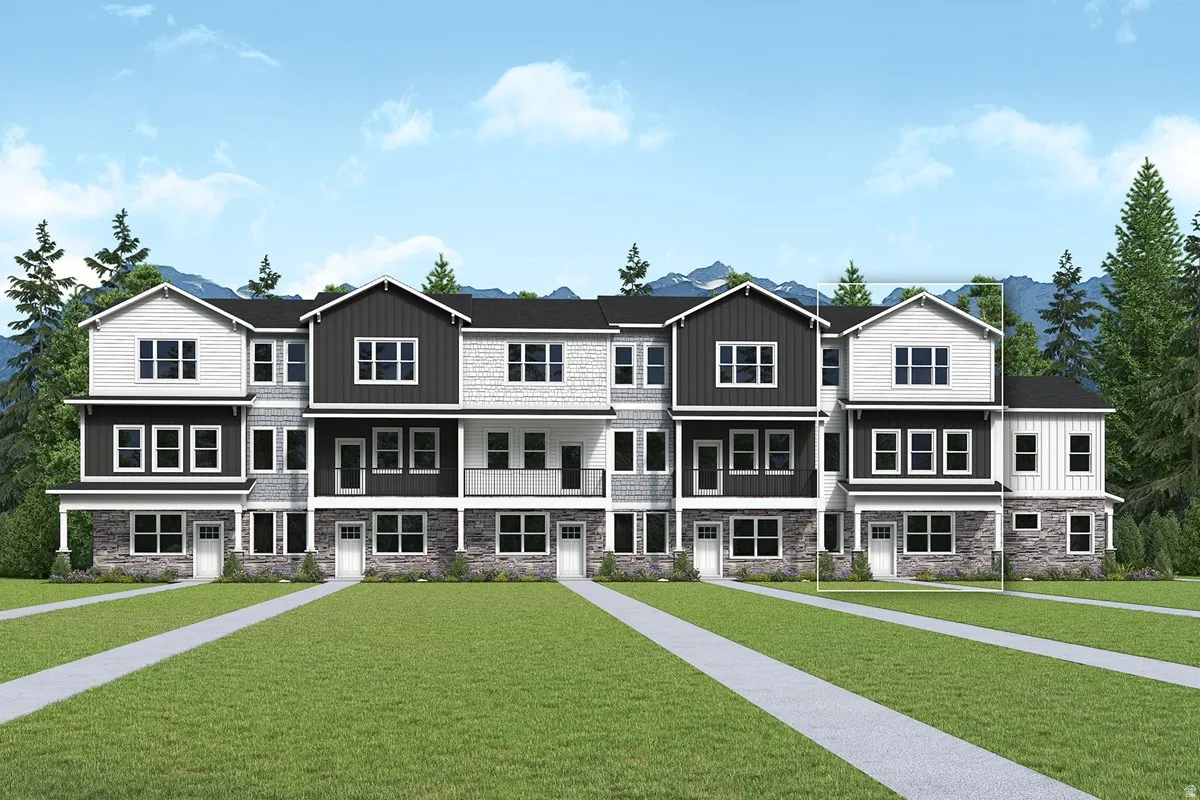 Exterior rendering of Hess Farms townhomes.