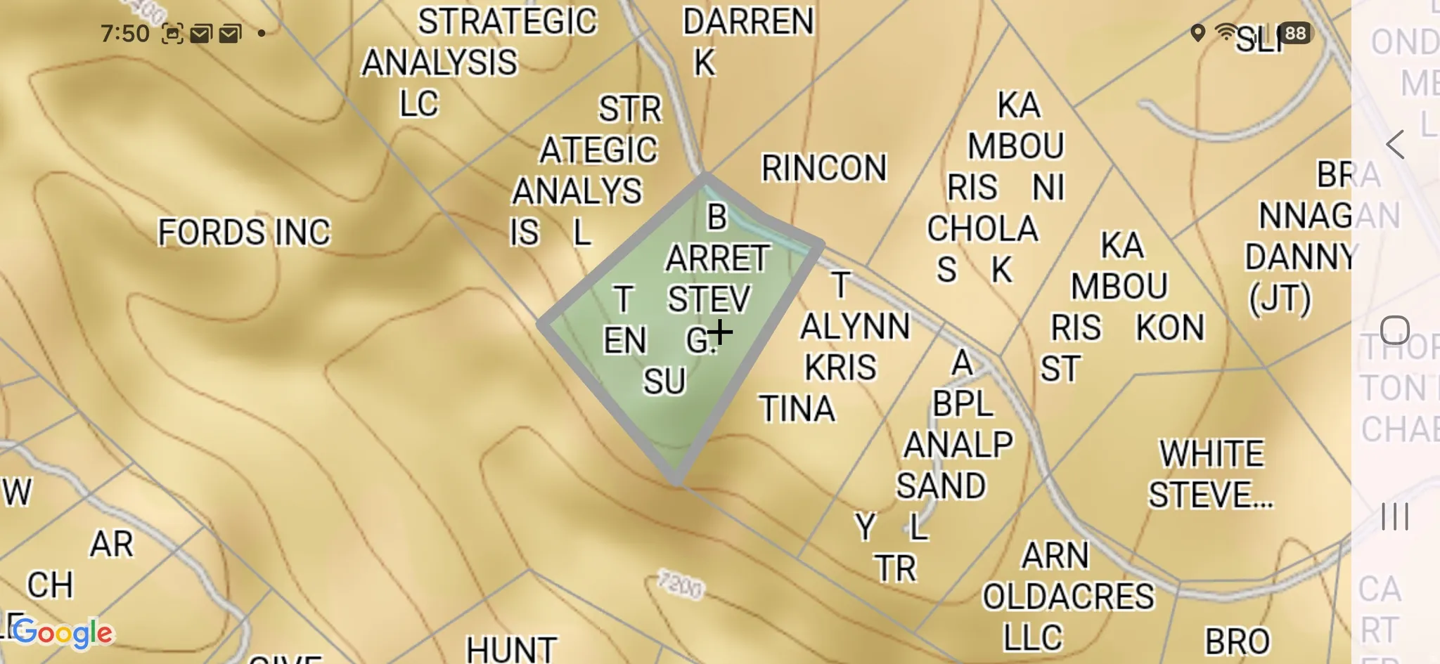 Plat Map. Illustrating property boundaries and ownership information for the specified parcels