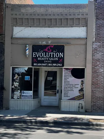 Commercial storefront with brick and stone facade