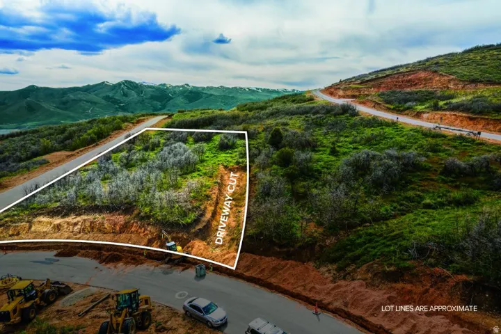 Expansive terraced lot featuring natural vegetation and a clear driveway cut