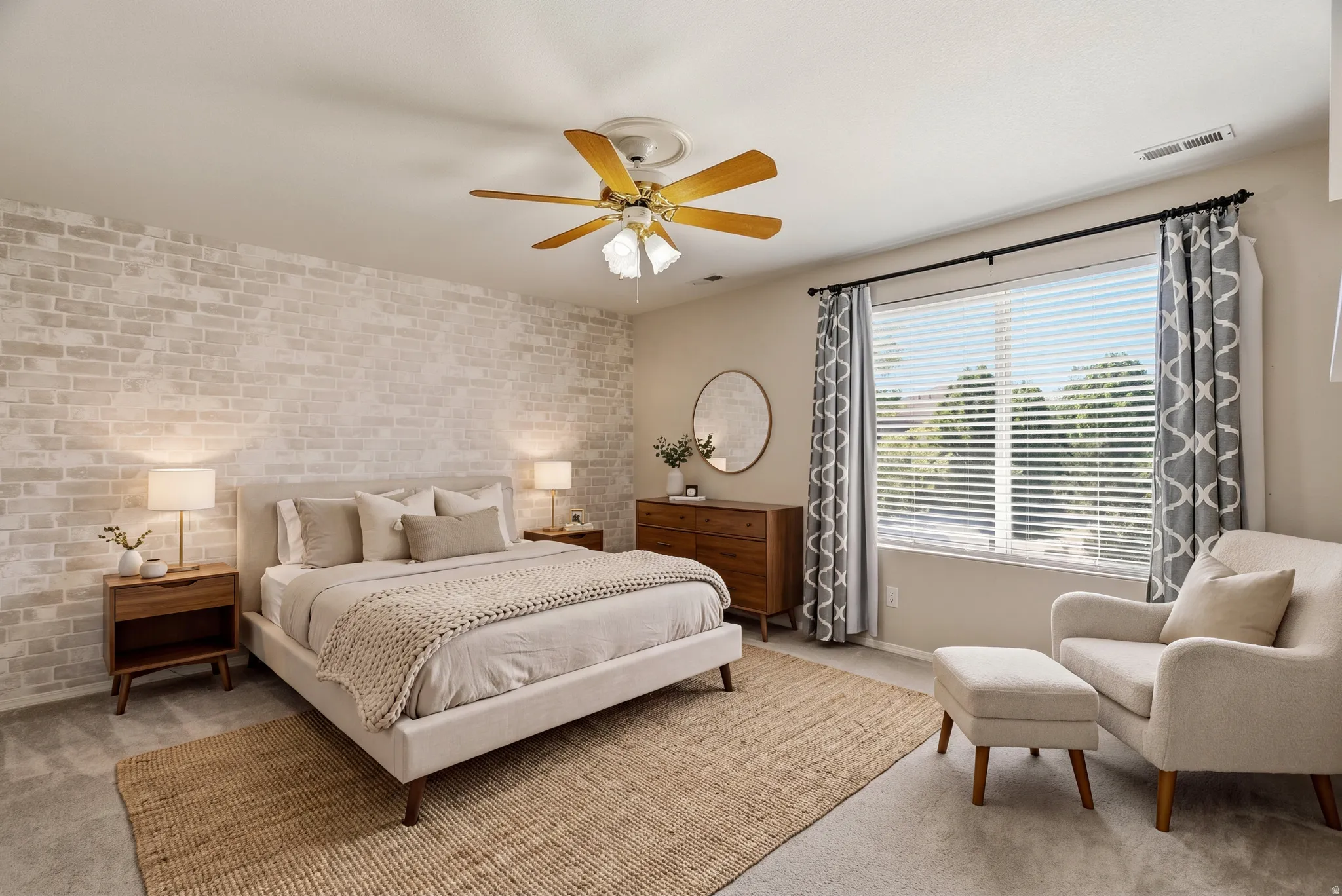 Accent wall with white-washed brick finish