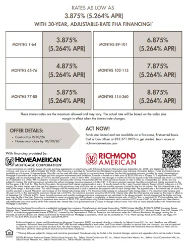 Mortgage Financing Disclosure. Detailing FHA adjustable-rate financing options and offer specifications for the property