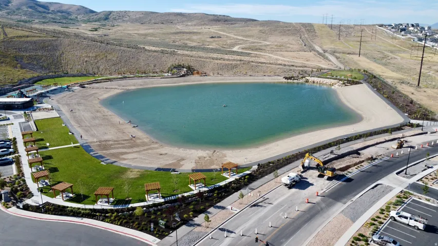 Community lake and pavilions and sand beaches