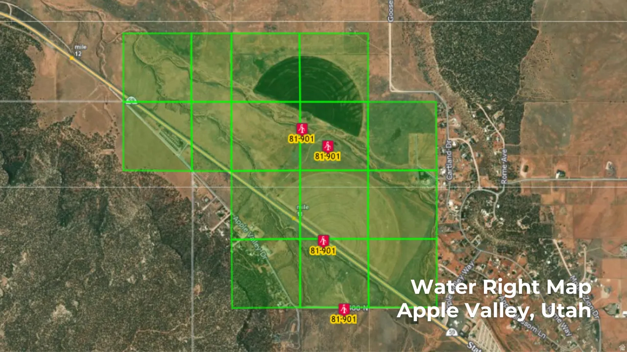 Water Right Map. Displaying water rights for the property in Apple Valley, Utah