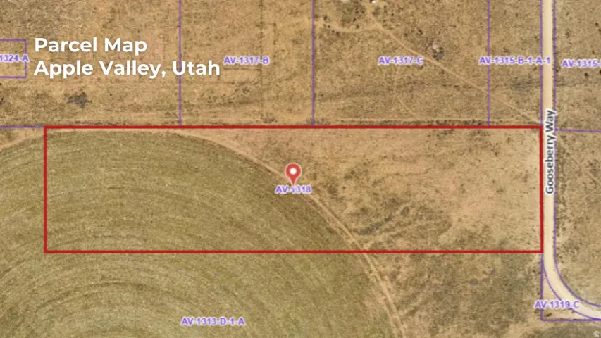Parcel Map, Apple Valley, Utah. Illustrating parcel boundaries and identification numbers for the property
