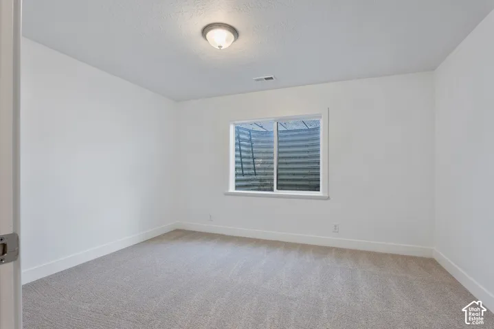 Neutral-toned carpeting paired with crisp white walls and baseboards