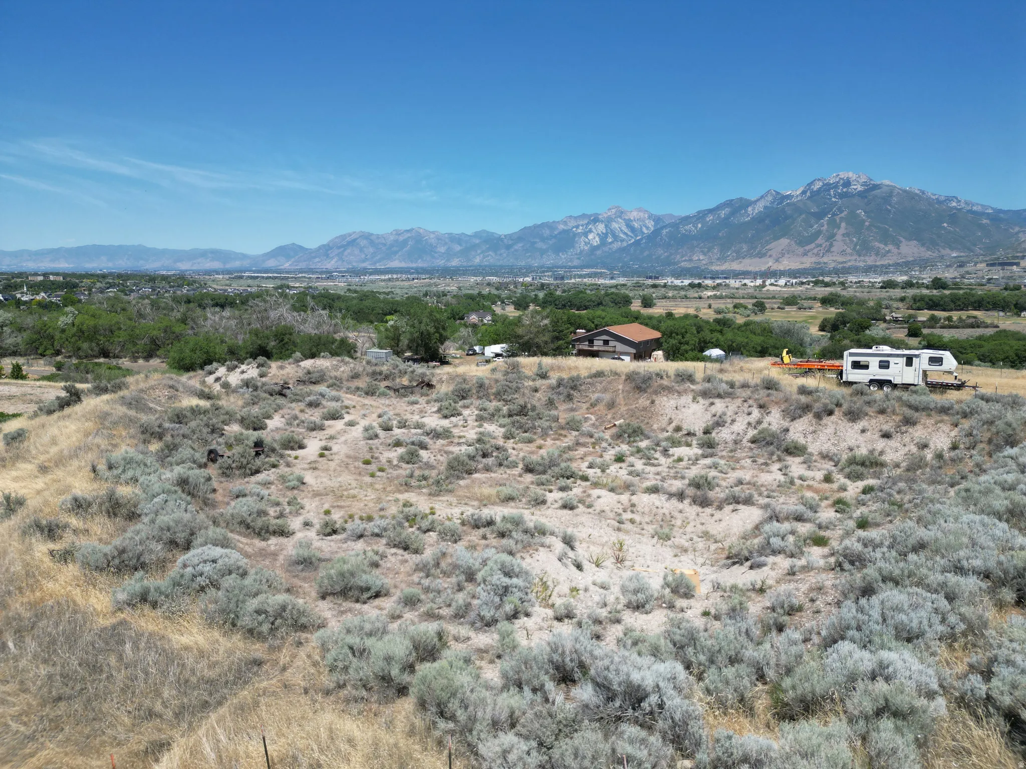 Aerial view of lot looking east east north