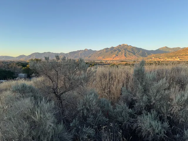 Sweeping mountain backdrop with expansive natural landscaping. View north of lot on eastern edge of lot. This could be your view from your house at sunset.