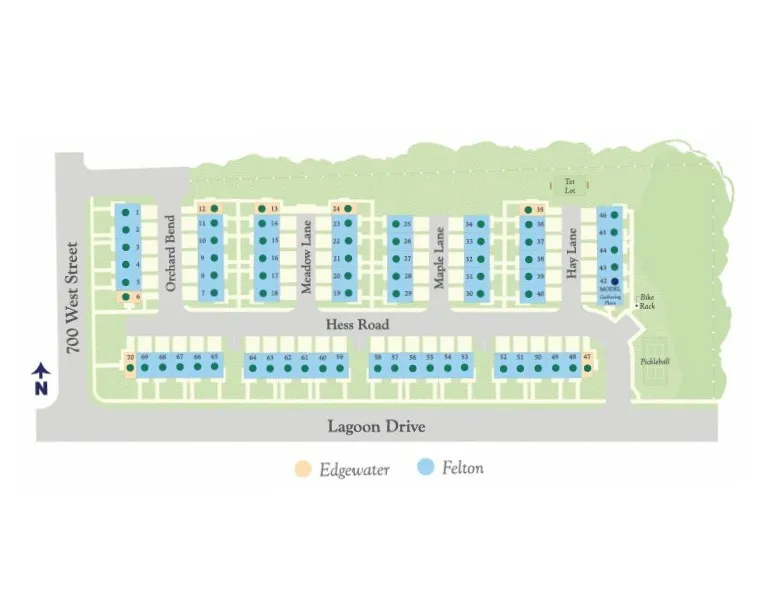 Map of community and homesites.