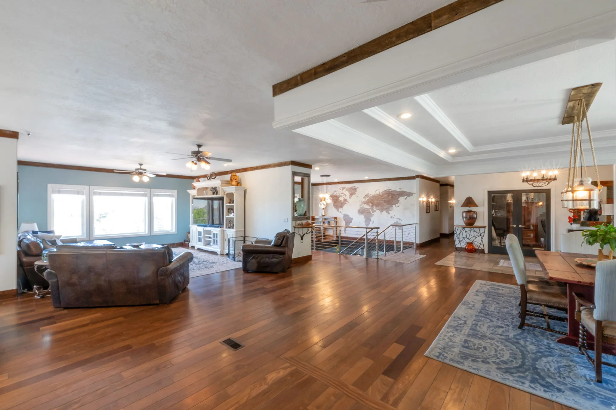 Expansive Brazilian Walnut hardwood flooring throughout the main level