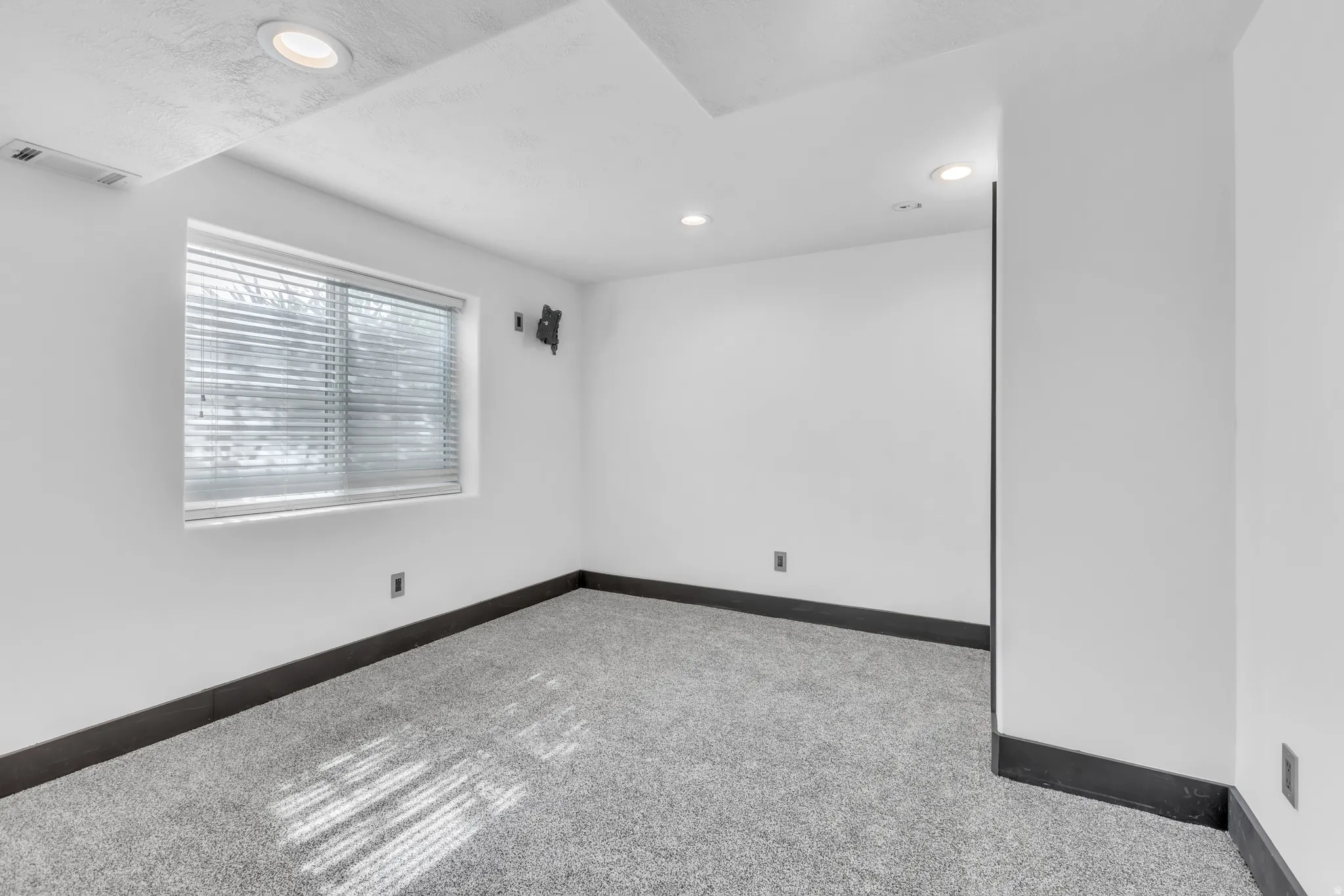 Room featuring light grey carpet flooring and white walls