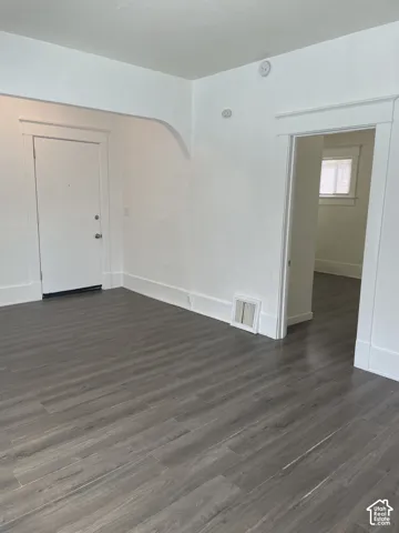 Light gray wood-finish flooring throughout