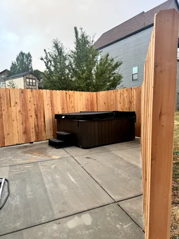 Hot tub privacy fence.