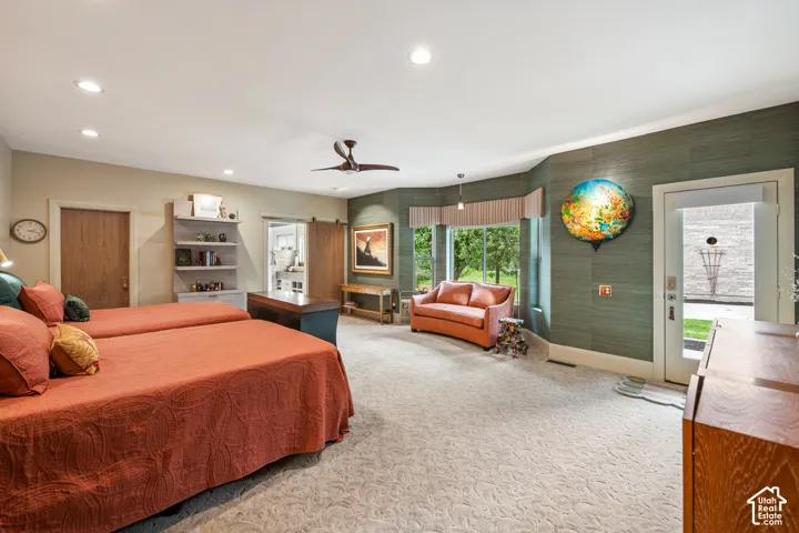 Side door from bedroom with private porch.  Primary bedroom. Main Floor.