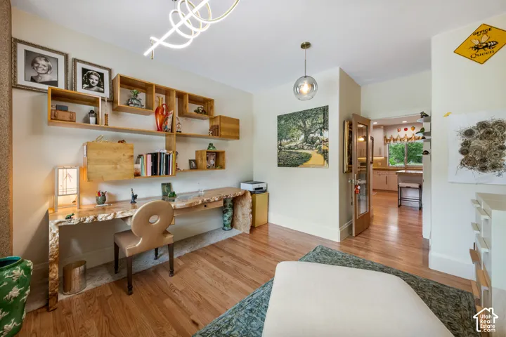 Furnished as an office, originally a breakfast nook off the kitchen.