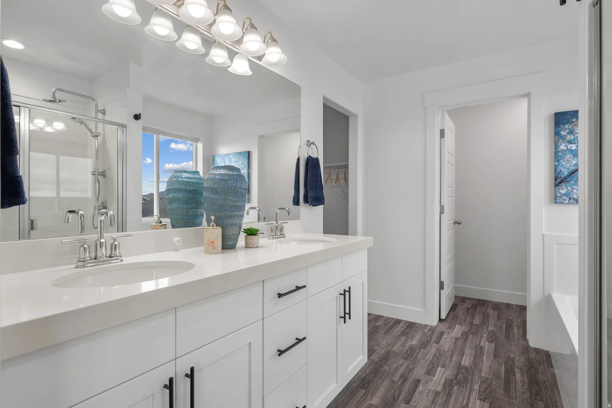 Primary bathroom with Dual vanity undermount sinks