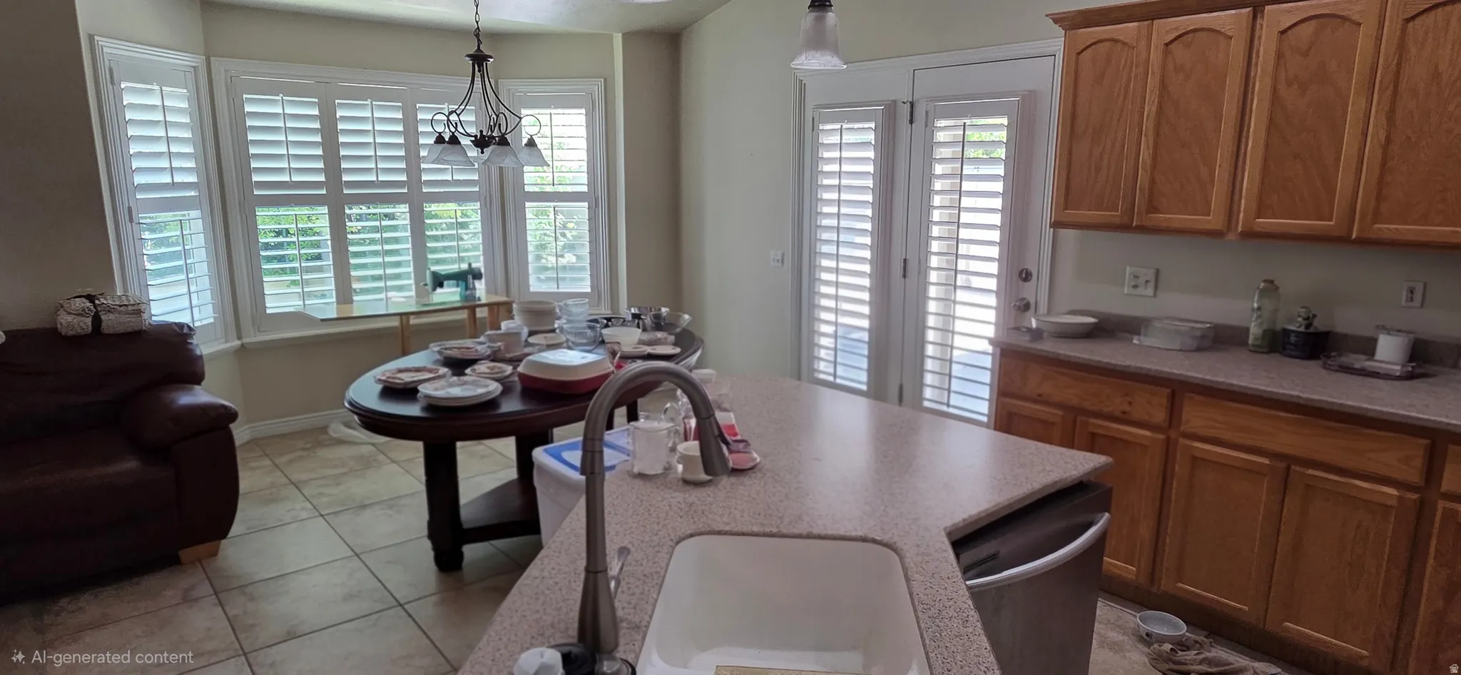 Kitchen with French door access to the deck