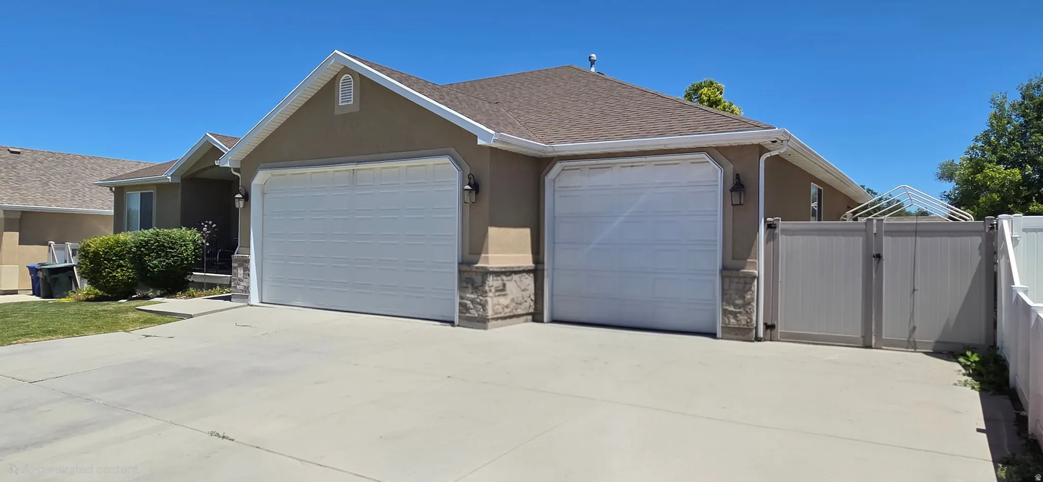 Front of the home with side RV parking
