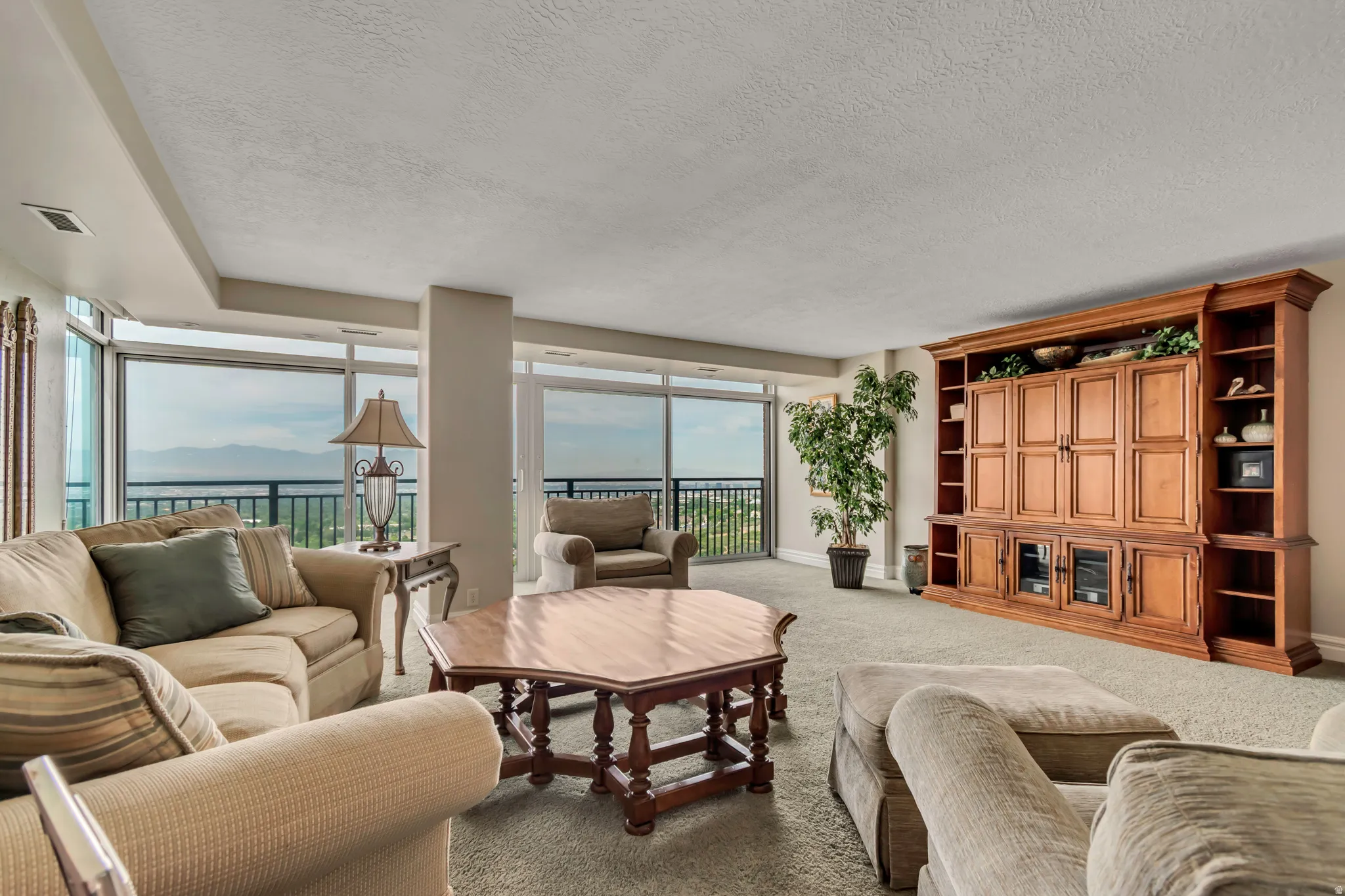 Living room with views of Salt Lake City and the Great Salt Lake
