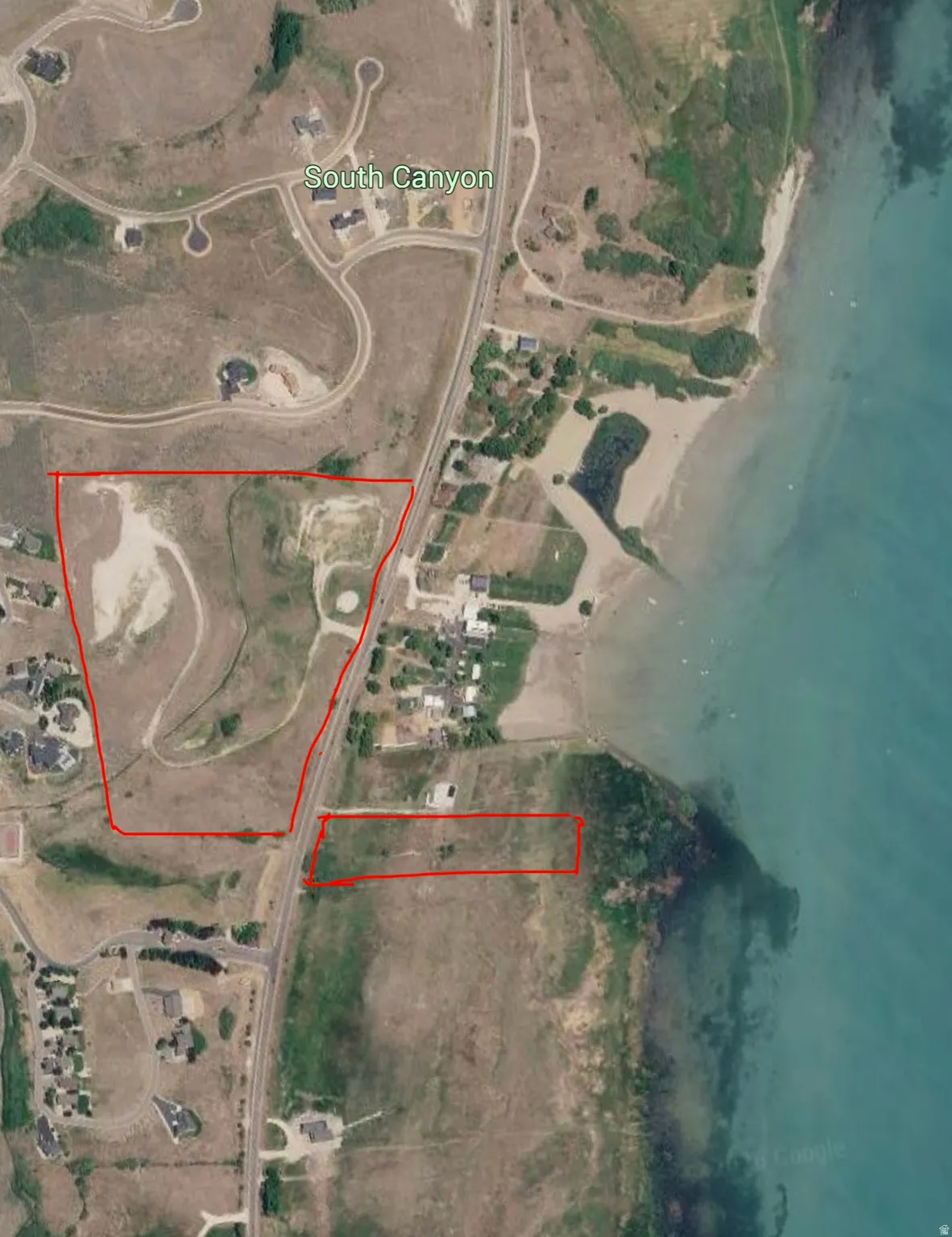 Aerial Survey. Depicting the property's boundaries and surrounding geographical features