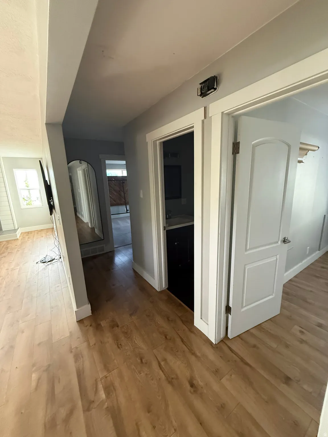 Wood-finish flooring throughout
