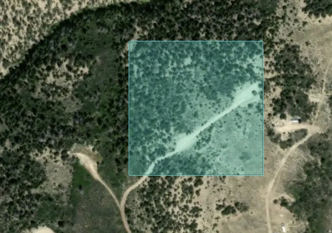 Aerial Boundary Map. Illustrating the property's perimeter and land features