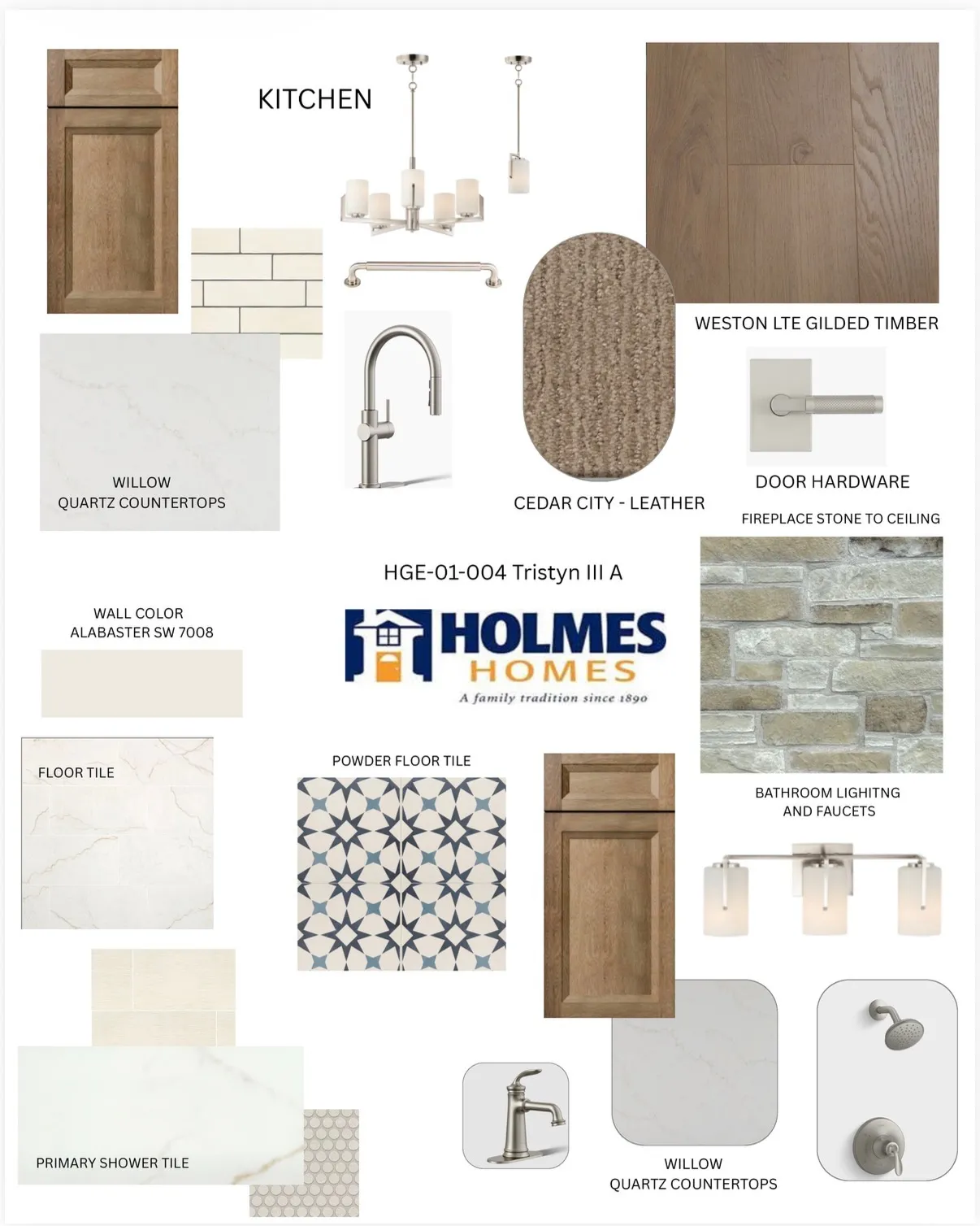Design Board. Presenting material and finish selections for the property