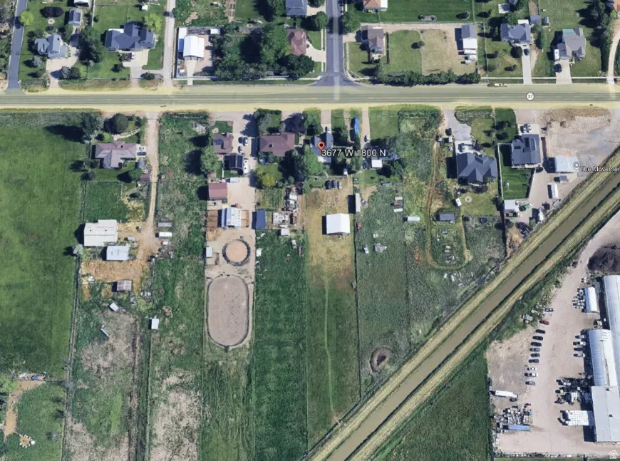 Aerial Survey. Depicting the property at 3677 W 800 N and its surrounding area