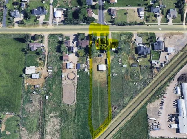 Aerial Map. Displaying the property's boundaries and surrounding land features