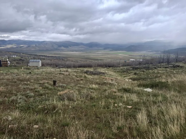 Expansive terrain featuring natural ground cover, distant mountain range, and a visible valley