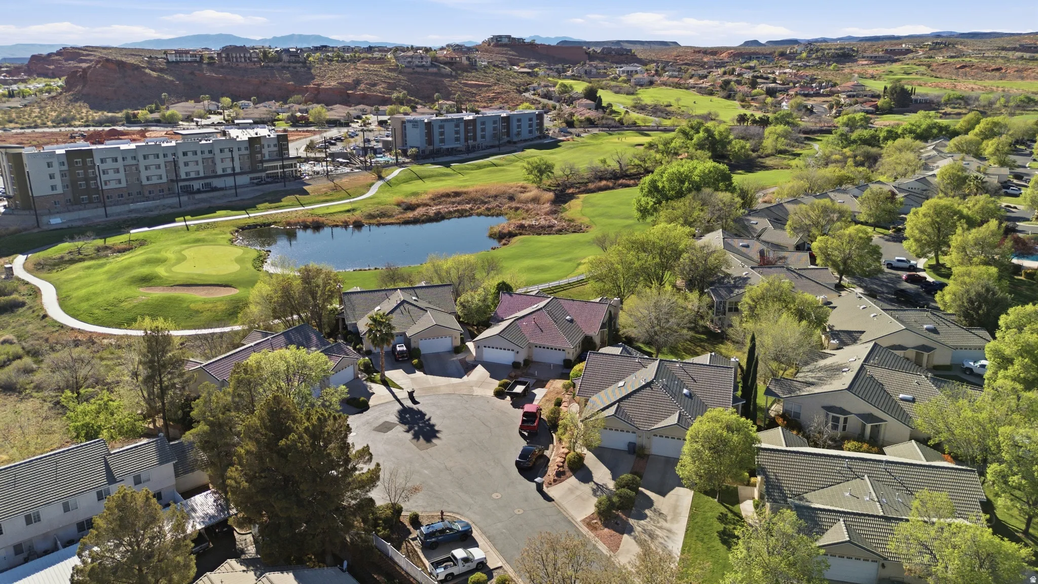 Residential neighborhood featuring single-family homes with attached garages