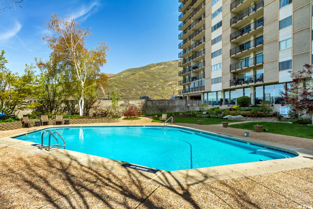 Outdoor swimming pool with fantastic views.