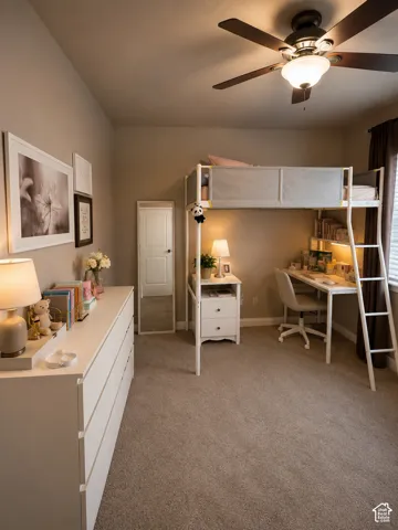 Wall-to-wall carpeting in a neutral tone