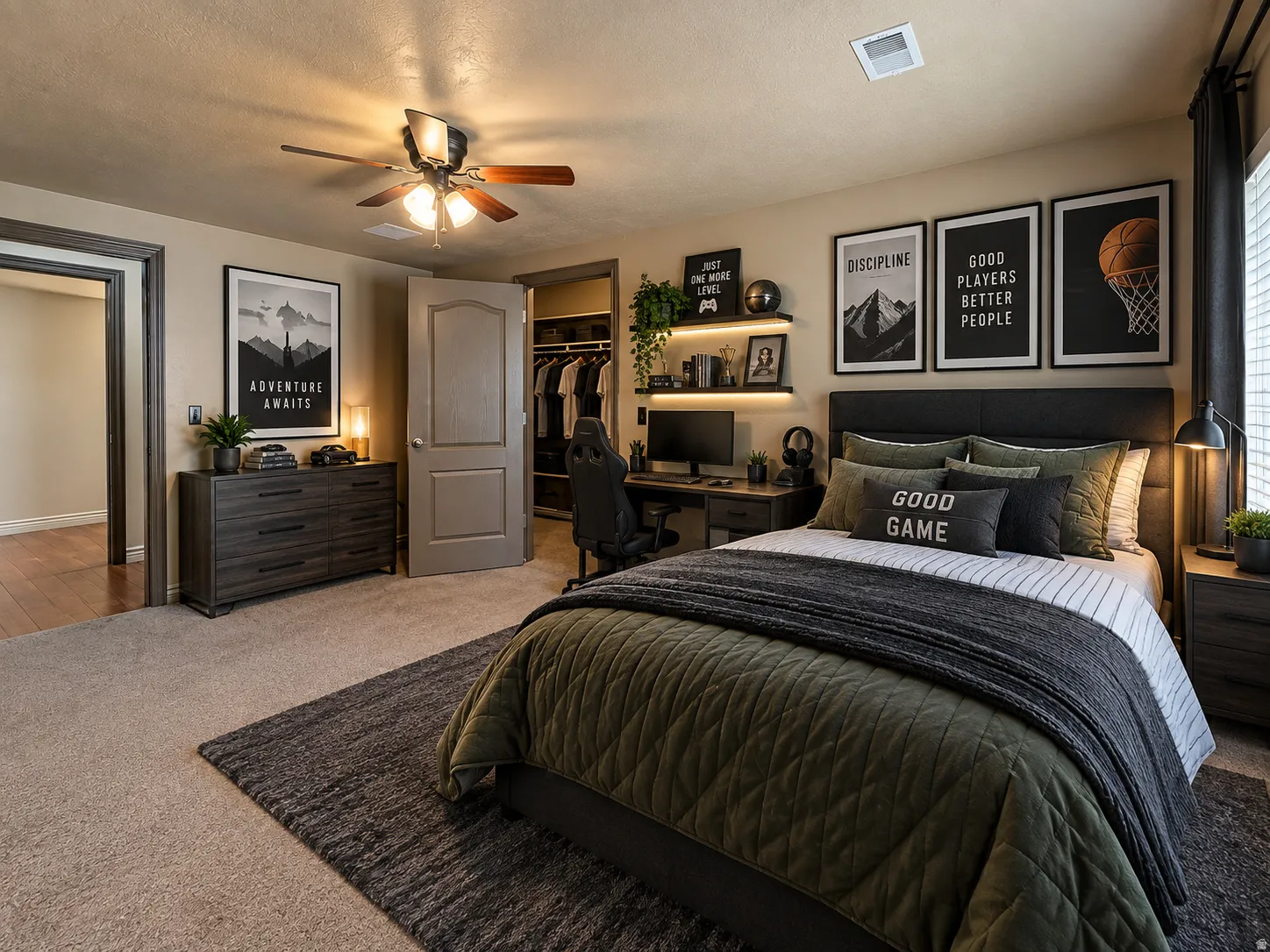 Ceiling fan with integrated lighting