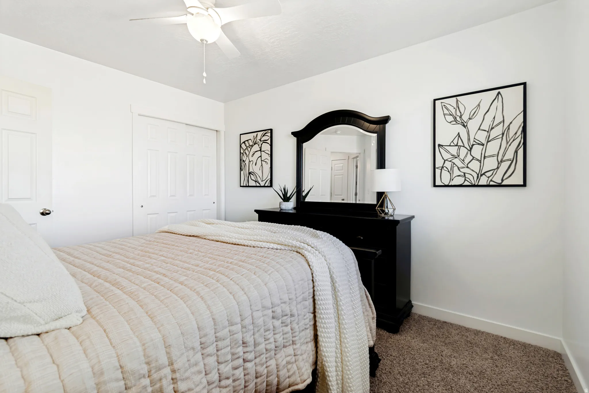Neutral wall paint with textured carpeting