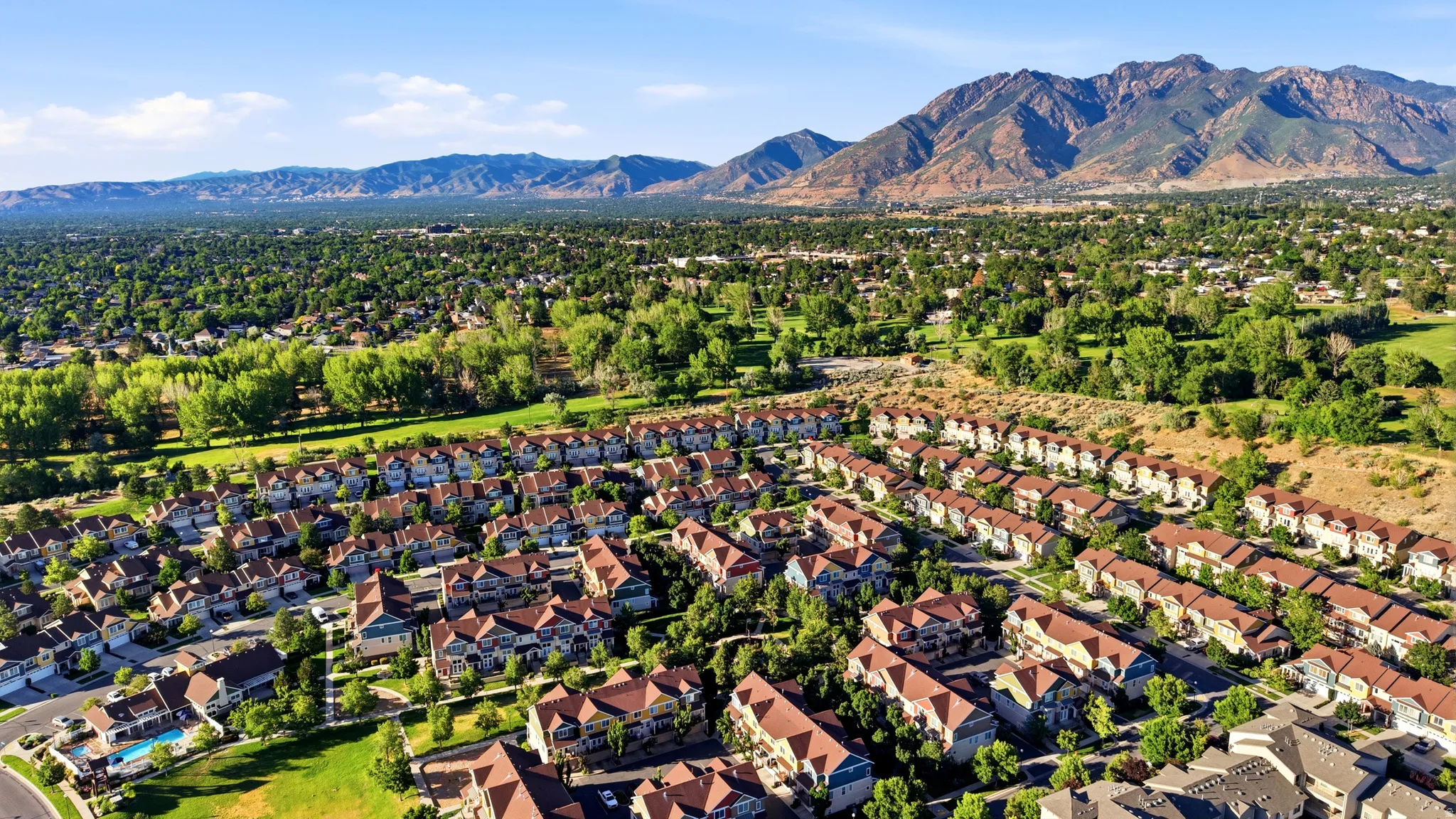 Extensive residential community featuring townhomes and single-family residences