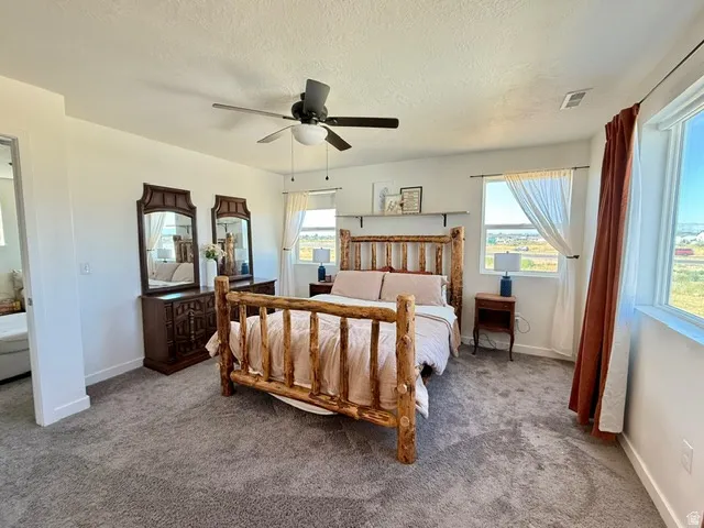 Spacious room featuring neutral carpeting and white walls