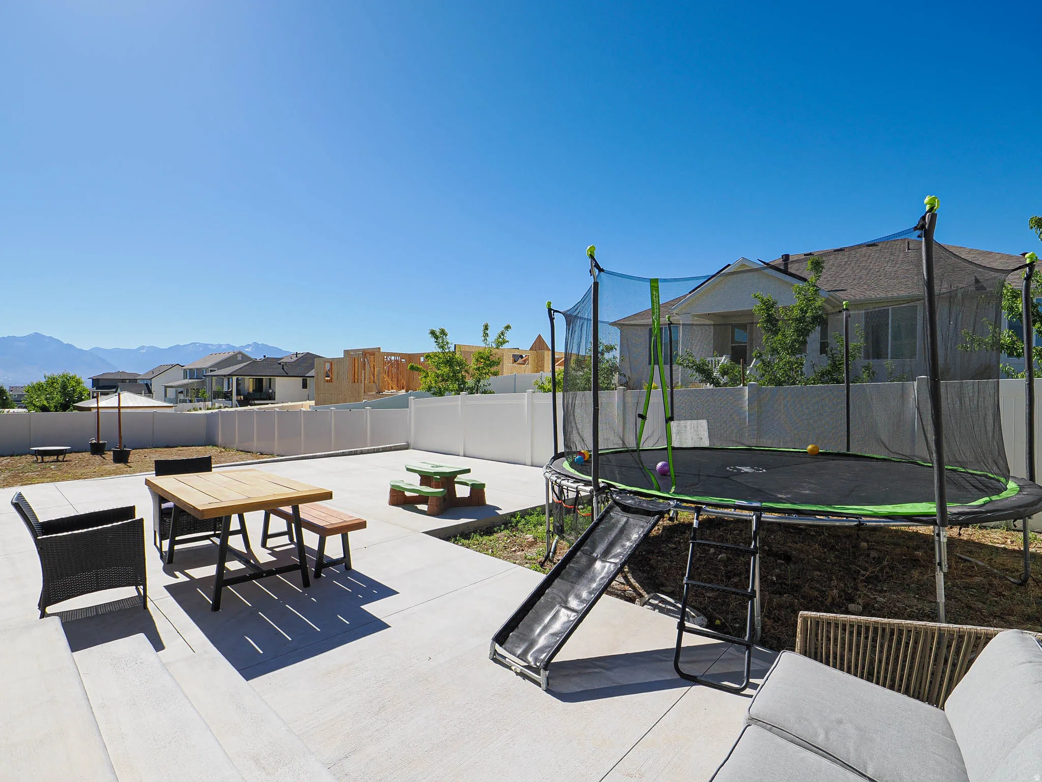 Patio with mountain views