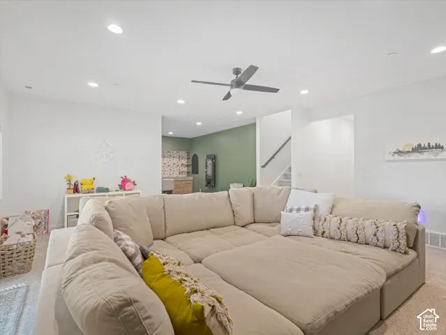 Basement living with office