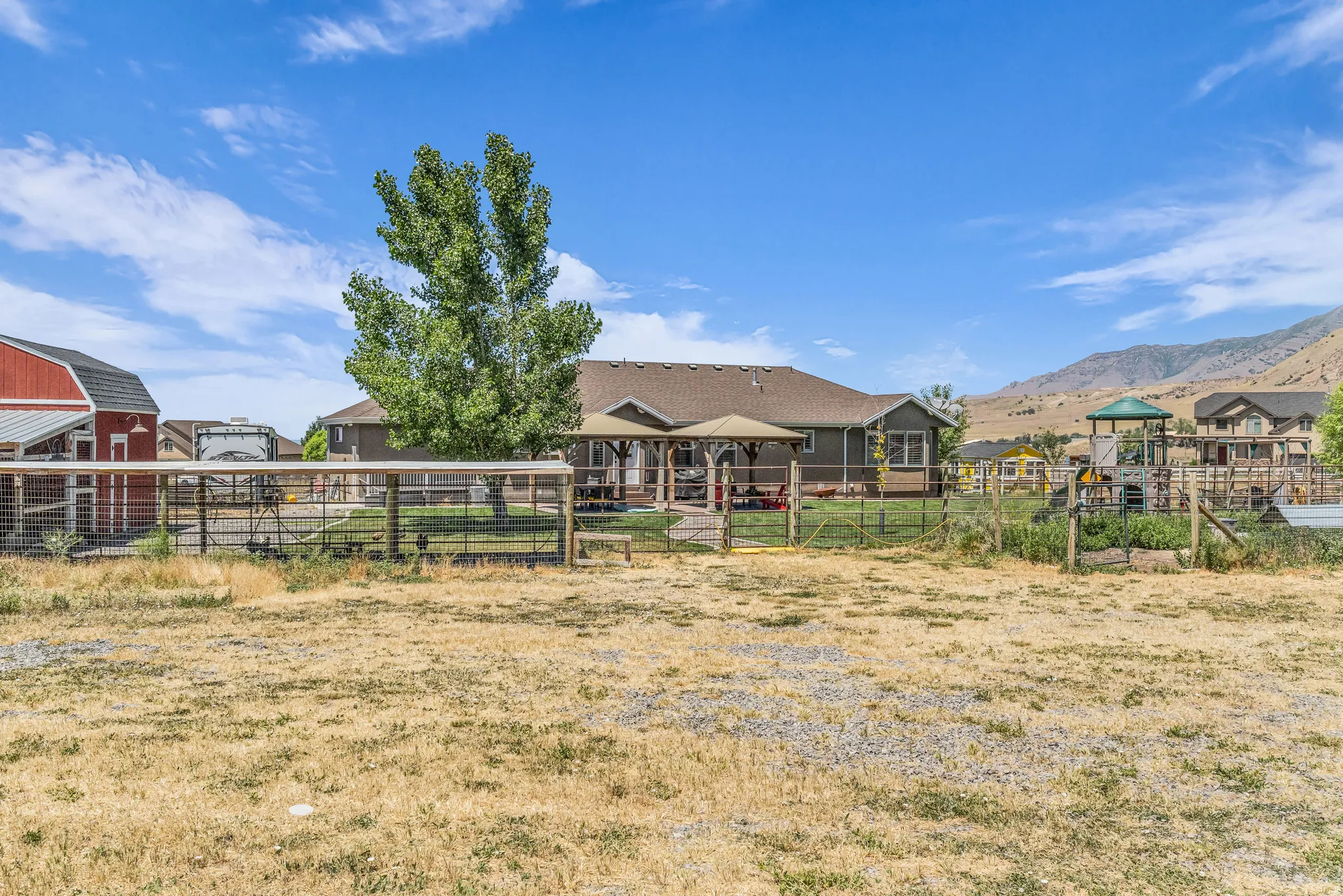 looking north to back yard and house
