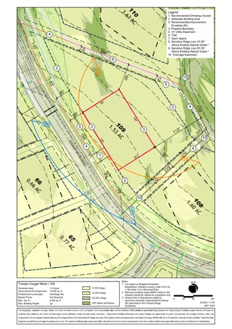 Site Plan, Lot 109. Illustrating property boundaries, easements, and proposed improvements for the property
