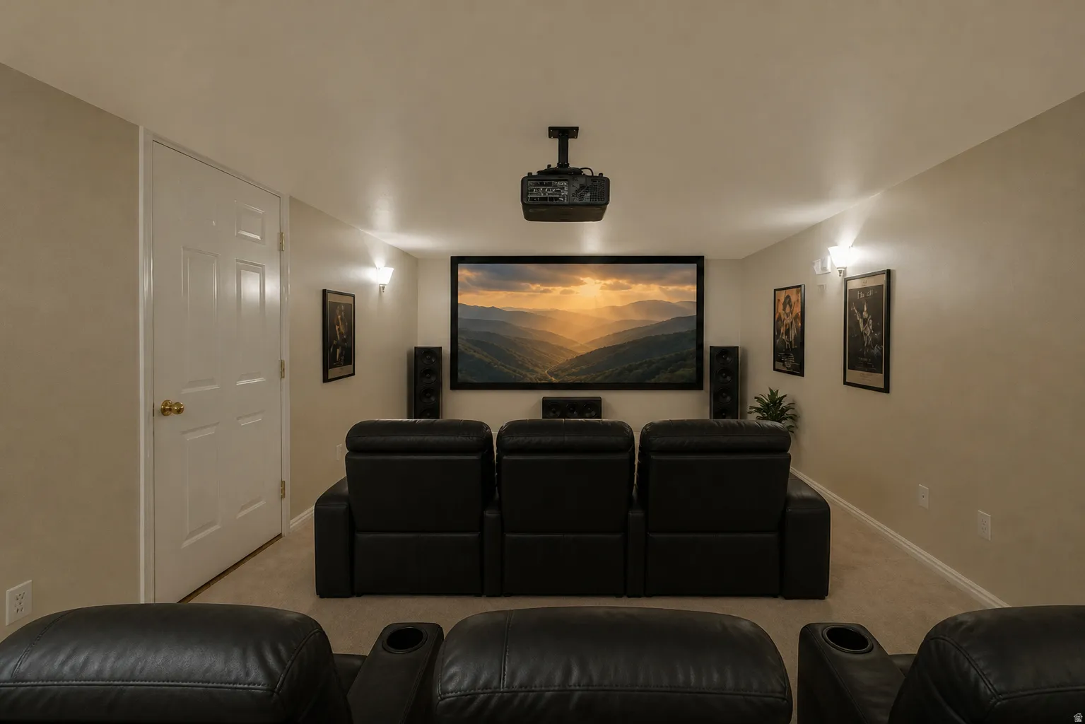 Virtually Staged -Media room that can be used for movies or games.