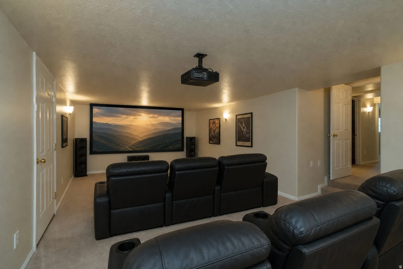 Virtually Staged - Media room that can be used for movies or games.
