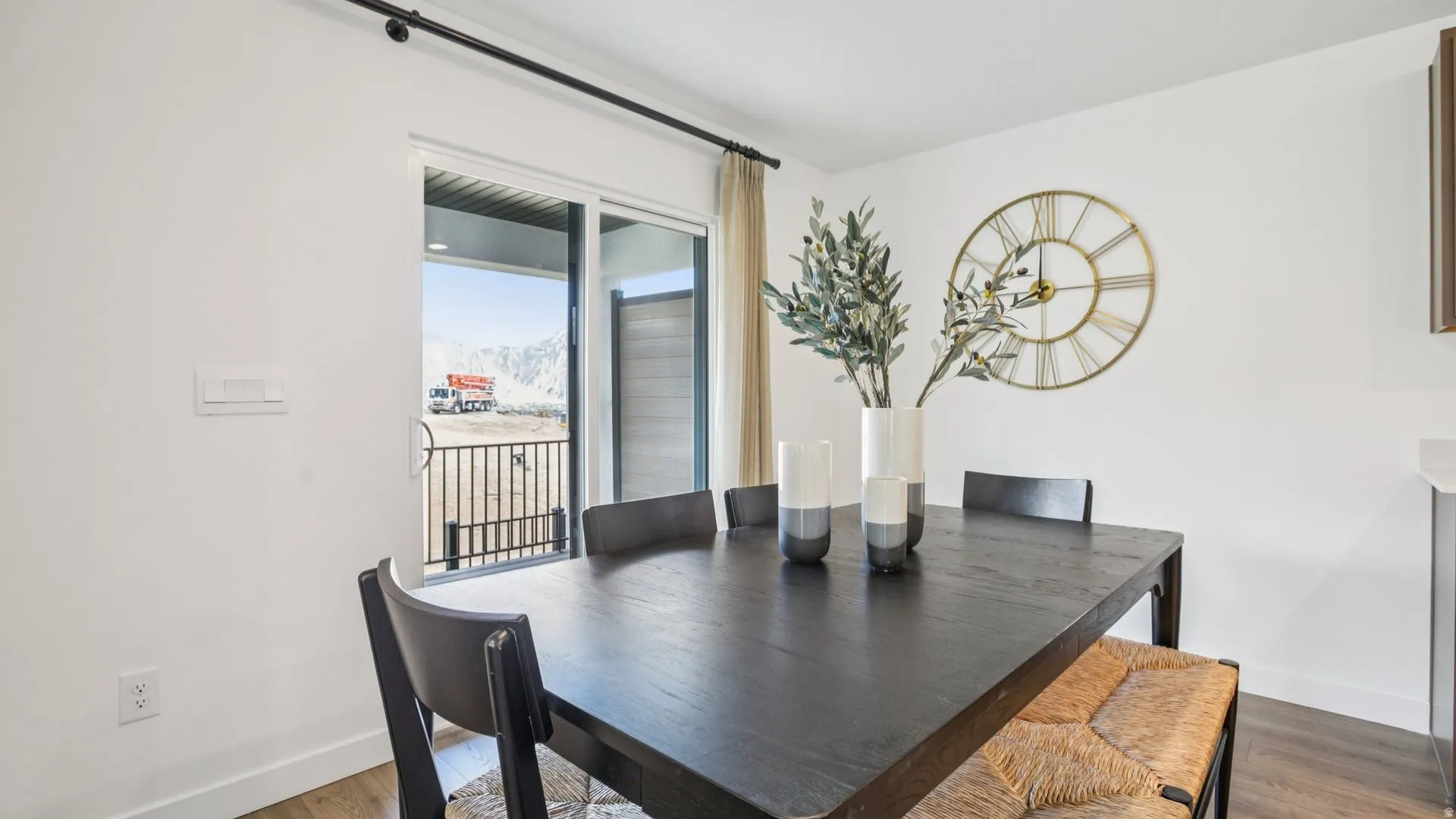 Sliding glass door opening to an exterior area